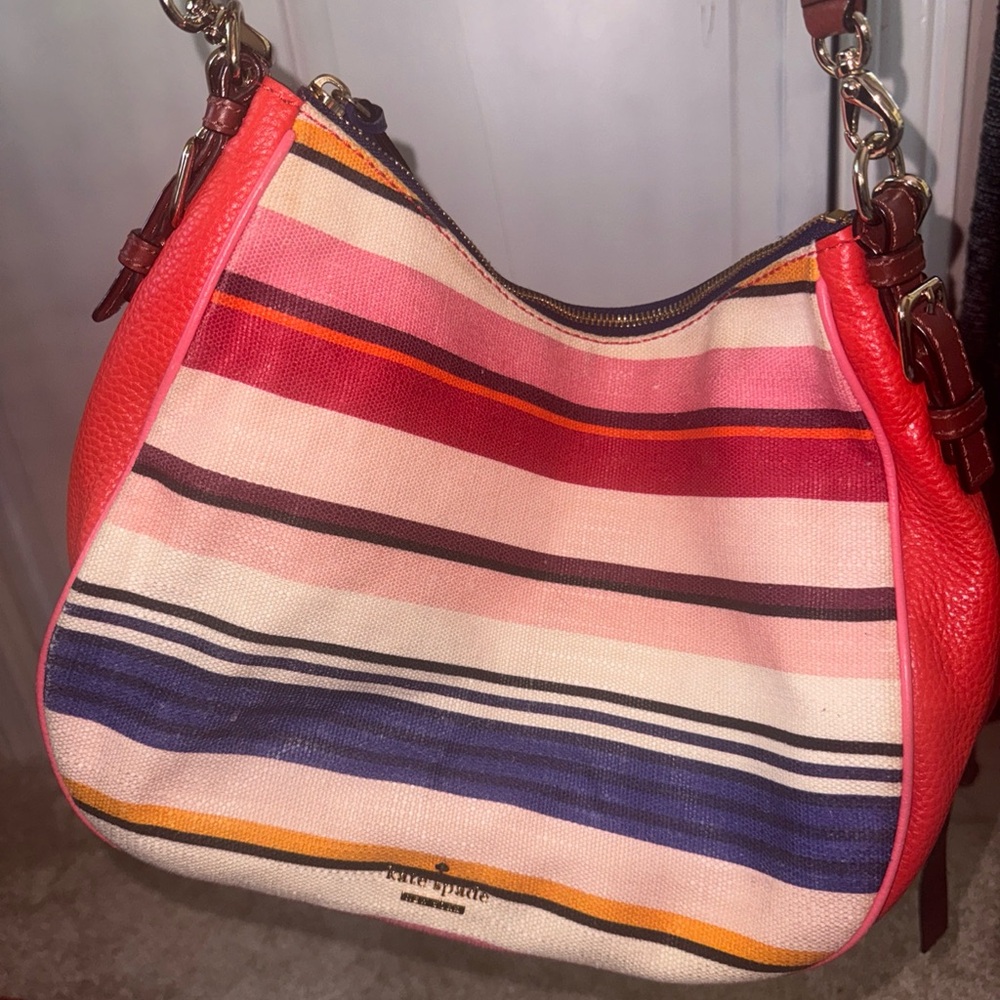 Kate Spade New York Cobble Hill Mylie Fabric Leather Crossbody Multi-stripe. NEW